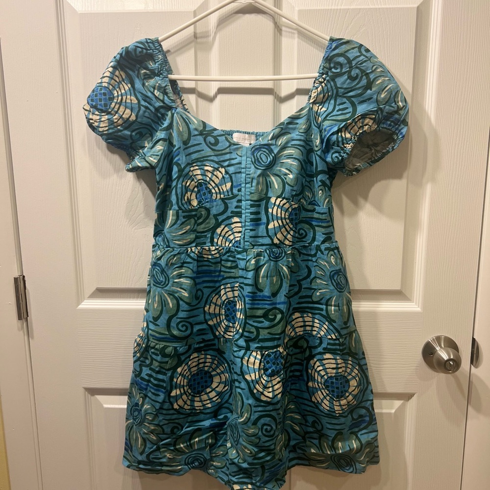 House of Harlow 1960 Blue and Cream Printed Mini Dress